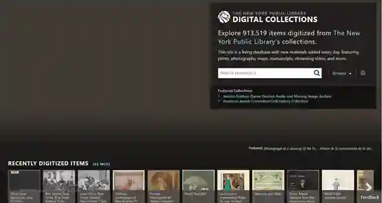 NYPL Digital Collections هو محرك بحث تاريخي الاكثر شهرة